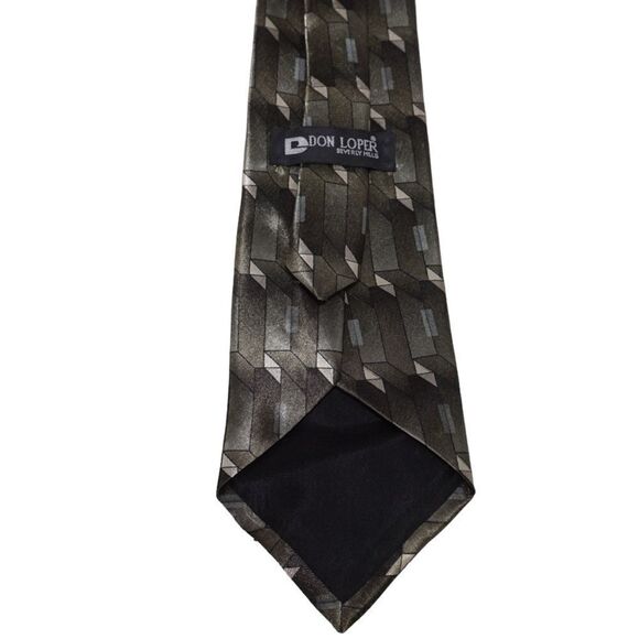 Don Loper Beverly Hills Green Sateen Geometric Tie - Picture 5 of 8